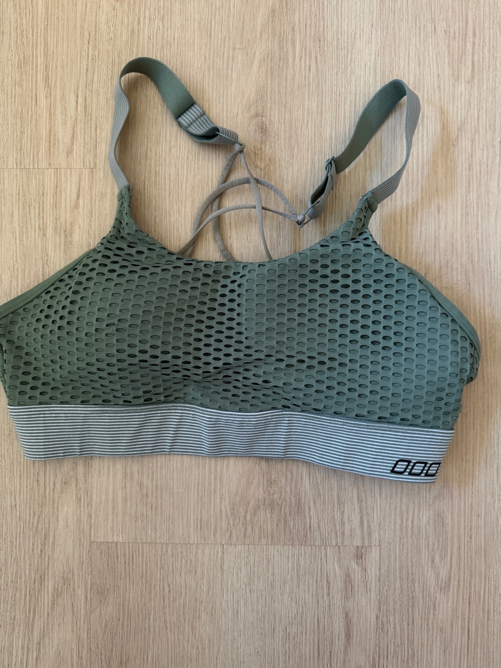 Lorna Jane- Strappy Mesh Sports Bra - Olive Green